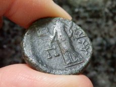 画像7: 古代ギリシャコイン　シチリア島　カタネ　銅貨　前２１２年以降　羊の角のゼウス・アモン　ディケー神 (7)