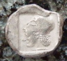 ギリシャコイン　ミシア　ランプサコス　オボル銀貨