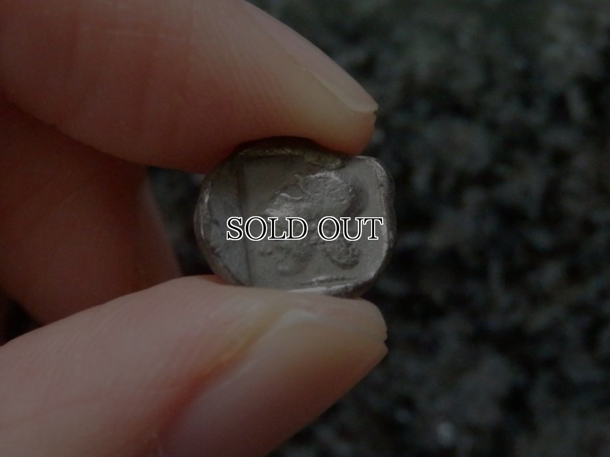 画像11: 古代ギリシャコイン(額装付き)　ミュシア　ランプサコス　オボル銀貨　前５００－前４５０年　ヤヌス神スタイルの女神　コリントス式兜のアテナ神 (11)