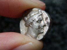 画像6: 古代ギリシャコイン ポントス　アミソス　ドラクマ銀貨　前４００－前３５０年　テュケ(運命の女神)　翼をひろげたフクロウ (6)
