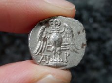 画像9: 古代ギリシャコイン ポントス　アミソス　ドラクマ銀貨　前４００－前３５０年　テュケ(運命の女神)　翼をひろげたフクロウ (9)
