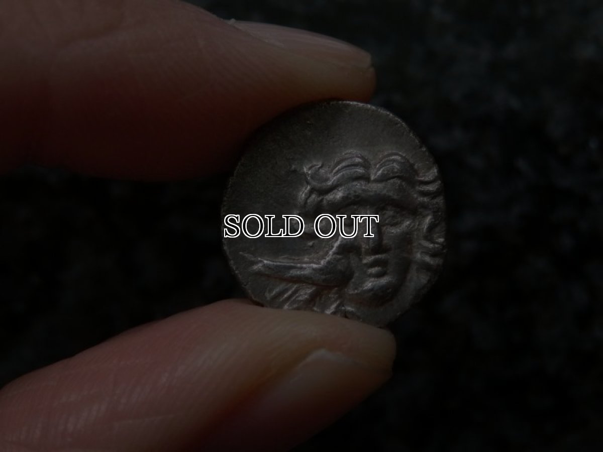 画像10: 古代ギリシャコイン(額装付き)　カリア地方　ミラーサ　ドラクマ銀貨　前１７０－前１３０年　太陽神ヘリオスと鳥　横から見たバラの花 (10)