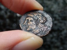 画像12: 古代ギリシャコイン(額装付き)　イオニア地方　レウカイ　銅貨　前３５０－前３００年　アポロンと白鳥 (12)