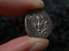 画像16: 古代ギリシャコイン(額装付き)　カリア地方　ミラーサ　ドラクマ銀貨　前１７０－前１３０年　太陽神ヘリオスと鳥　横から見たバラの花 (16)