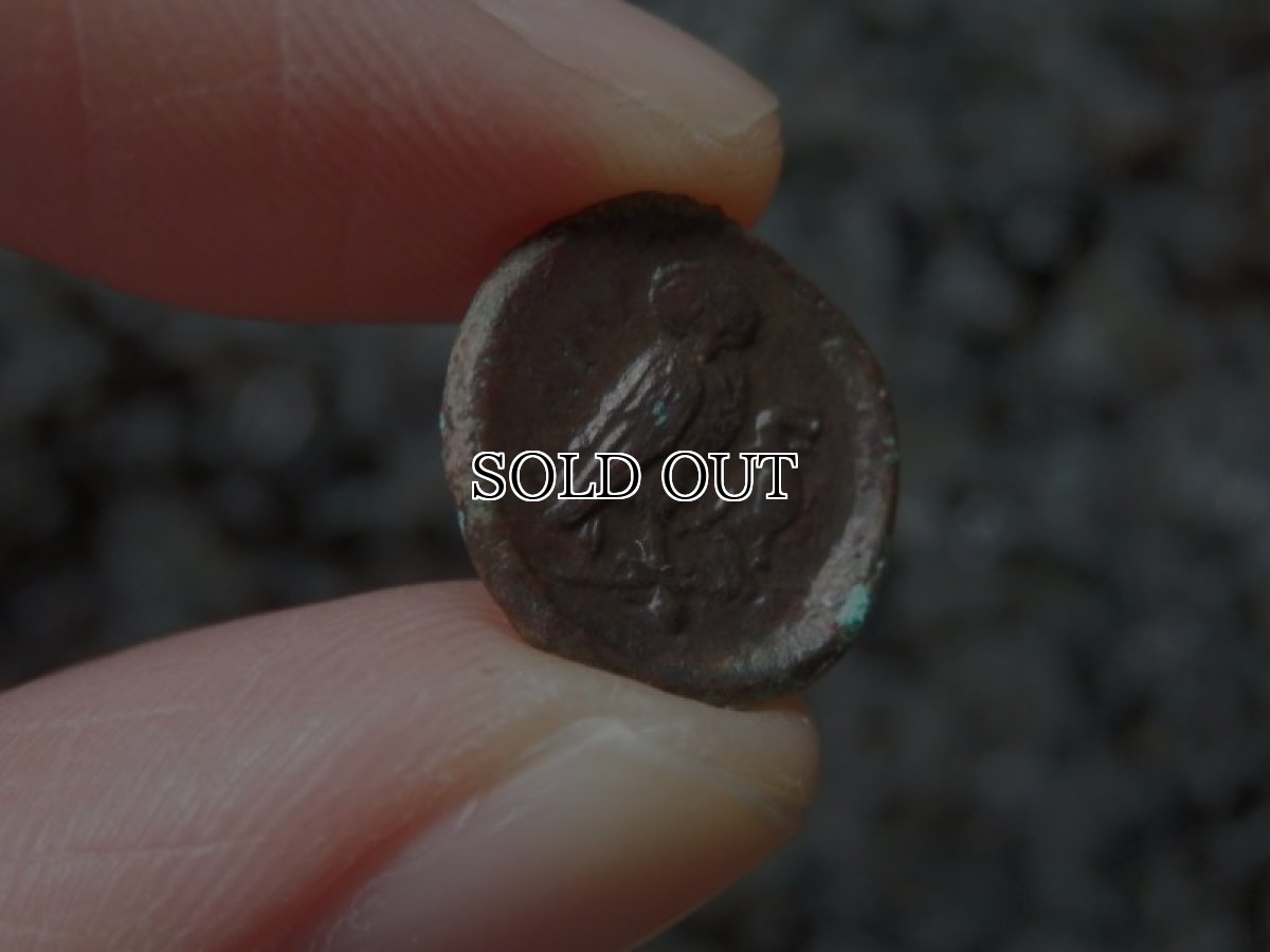 画像15: 古代ギリシャコイン(額装付き)　シチリア島　カマリナ　銅貨　前４１３－前４０５年　ゴルゴン　トカゲを捕まえるフクロウ (15)