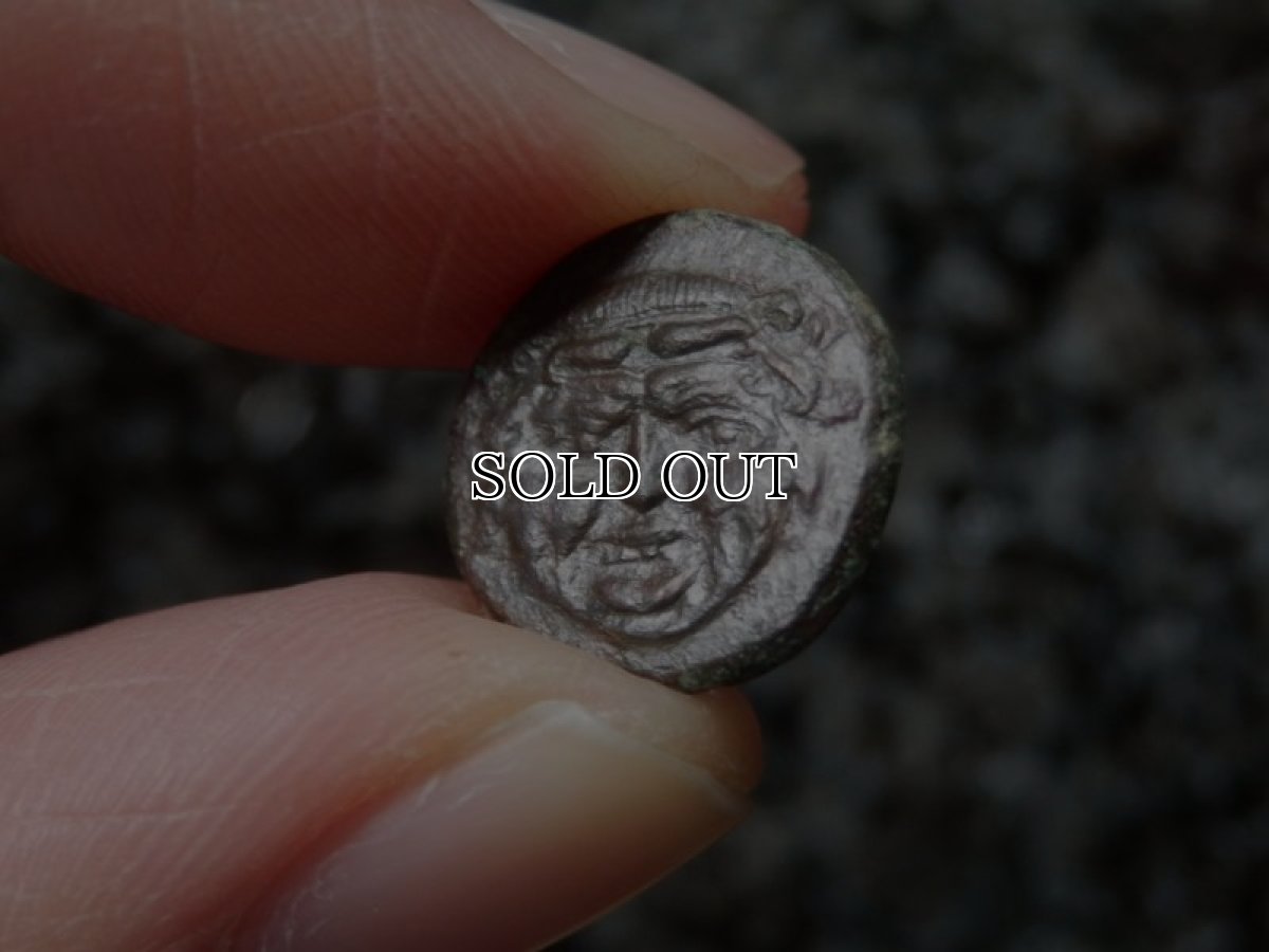 画像10: 古代ギリシャコイン(額装付き)　シチリア島　カマリナ　銅貨　前４１３－前４０５年　ゴルゴン　トカゲを捕まえるフクロウ (10)