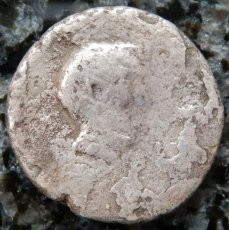 ローマコイン　マルクス・アントニウス　デナリウス銀貨　前43年　ユリウス・カエサルの肖像　マルクス・アントニウスの肖像