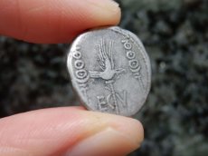 画像10: 古代ローマコイン　マルクス・アントニウス　前３２－前３１年　デナリウス銀貨　ガレー船　軍旗　アクティウムの海戦のコイン (10)
