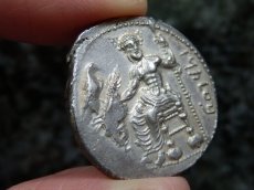 画像17: 古代ギリシャコイン(額装付き)　キリキア地方タルソス　スタテル銀貨　前３６１－前３３４年　バール神(農耕の神)の座像　牛を襲うライオン (17)