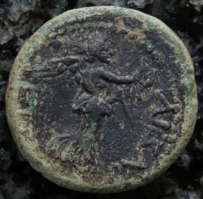 ローマコイン　属州貨(トラキア王国・ロエメタルケス3世)　38-46年　ブロンズ貨　カリグラの肖像　リースとシュロを持つニケ