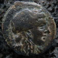 画像2: 古代ギリシャコイン　シチリア島　シラクサ　銅貨　前２８８－前２７９年　ペルセポネ　2頭立て戦車 (2)