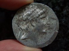 画像5: 古代ギリシャコイン　セレウコス朝シリア　セレウコス2世　前２４６－前２２６年　テトラドラクマ銀貨　セレウコス２世の肖像　トリポッドに肘をつく裸のアポロン  (5)