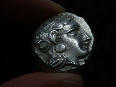 画像8: 古代ギリシャコイン　アテネ　テトラドラクマ銀貨　前４００－前３００年　アテナ神の肖像　フクロウ(アテナ神の聖鳥) (8)