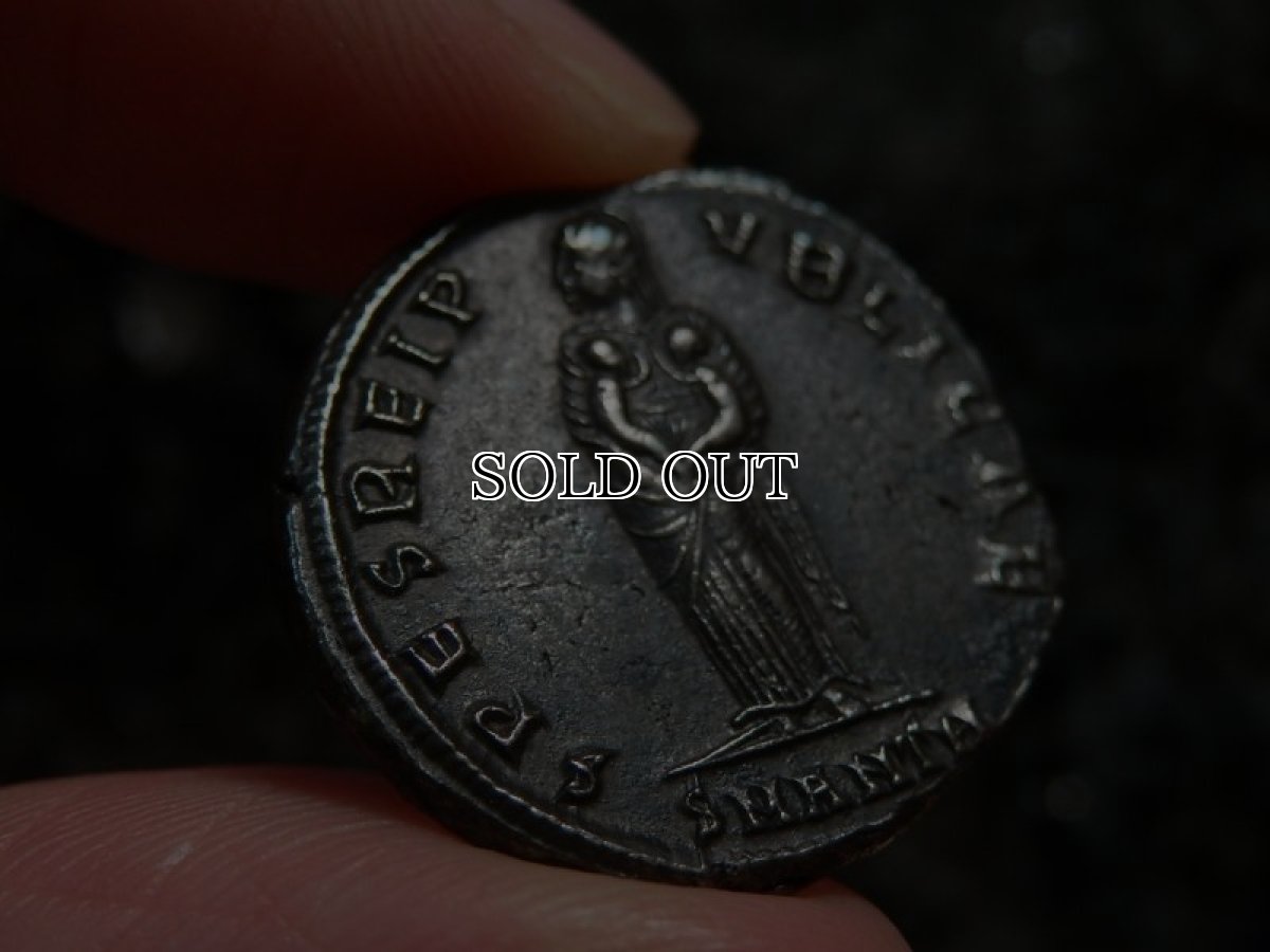 画像6: 古代ローマコイン　帝政期　ファウスタ　コンスタンティヌス帝皇后　ヌムス銅貨　３２５－３２６年　ファウスタ肖像　2人の息子を抱くファウスタ (6)