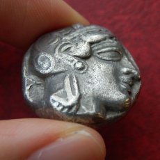 画像7: 古代ギリシャコイン　アッティカ地方　アテネ　テトラドラクマ銀貨　前450年頃発行　古代コインで最も有名な意匠　アテナ神と聖鳥フクロウのコイン (7)