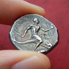 画像10: 古代ギリシャコイン　イタリア・カラブリア州タラス　スタテル銀貨　前２８１－前２７２年　イルカに乗るタラスの銀貨 (10)