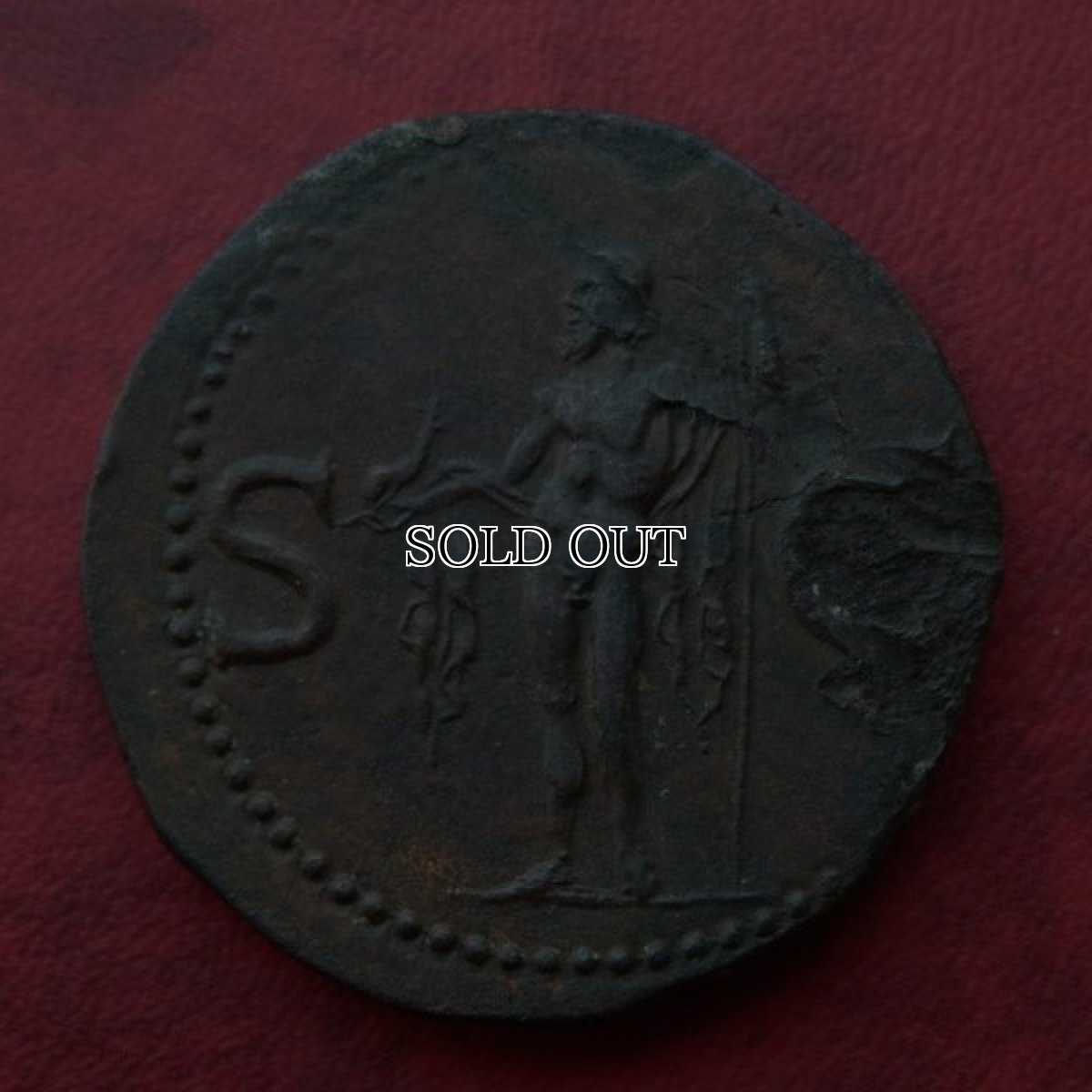 古代ローマコイン　帝政期　カリグラ　アス銅貨　３７-４１年　船嘴冠を戴いたアグリッパの肖像