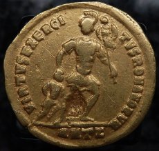 画像8: 古代ローマコイン(額付き)　帝政期　ユリアヌス　362-363年　ソリドゥス金貨　ユリアヌス肖像　ウィルトゥス神 (8)