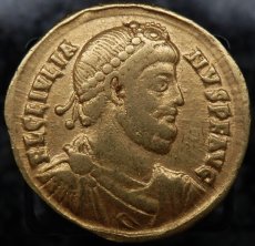 画像7: 古代ローマコイン(額付き)　帝政期　ユリアヌス　362-363年　ソリドゥス金貨　ユリアヌス肖像　ウィルトゥス神 (7)