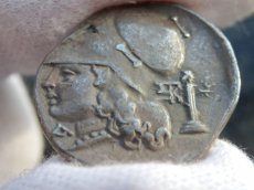 画像2: 古代ギリシャコイン　コリントス　スタテル銀貨　前３５０－前３０６年発行　ペガサス　アテナ神　コリントスのシンボル、ペガサス (2)