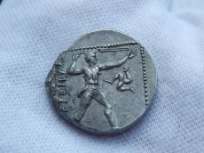 画像7: 古代ギリシャコイン　パンフィリア地方アスペンドス　スタテル銀貨　前３８０－前３３０年発行　レスリング　古代オリンピックのコイン (7)