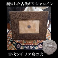画像1: 古代ギリシャコイン(額装付き)　シチリア島　セジェスタ　ディドラクマ銀貨　前４１２－前４００年　頭を下げる犬　可憐なセジェスタのニンフ (1)