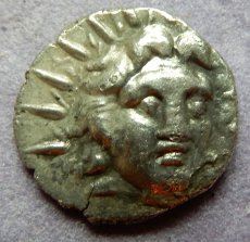 画像7: 古代ギリシャコイン(額付き)　カリア地方　ロードス島　半ドラクマ銀貨　前１７０－前１５０年　太陽神ヘリオス　薔薇 (7)