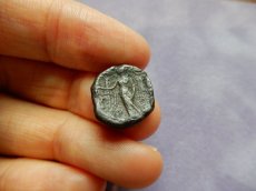 画像4: 古代ギリシャコイン　セレウコス朝シリア　デメトリオス1世　銅貨　前１６２－前１５０年　象の皮を被ったデメトリオス1世　ニケ (4)