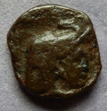 画像2: 古代ギリシャコイン　セレウコス朝シリア　デメトリオス1世　銅貨　前１６２－前１５０年　象の皮を被ったデメトリオス1世　ニケ (2)