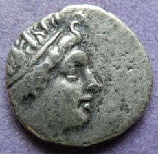 画像2: 古代ギリシャコイン　カリア地方ロードス島　ドラクマ銀貨　前１６７－前８８年　エーゲ海の薔薇の島、ロードス島のヘリオスと薔薇の銀貨  (2)
