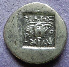 画像3: 古代ギリシャコイン　カリア地方ロードス島　ドラクマ銀貨　前１６７－前８８年　エーゲ海の薔薇の島、ロードス島のヘリオスと薔薇の銀貨  (3)