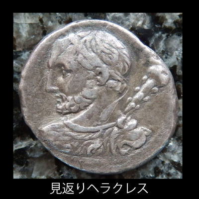 古代ローマコイン 共和政期 ルキウス・カエシウス 前112-前111年 デナリウス銀貨 見返りアポロン 犬を愛でるラレス(家の守護神たち)