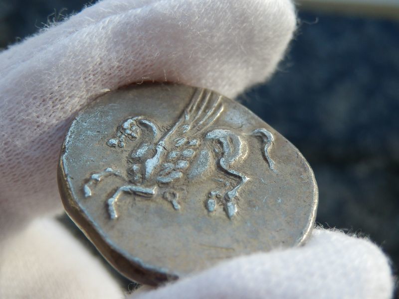 古代ギリシャコイン コリントス スタテル銀貨 前３５０ 前３０６年発行 ペガサス アテナ神 コリントスのシンボル ペガサス